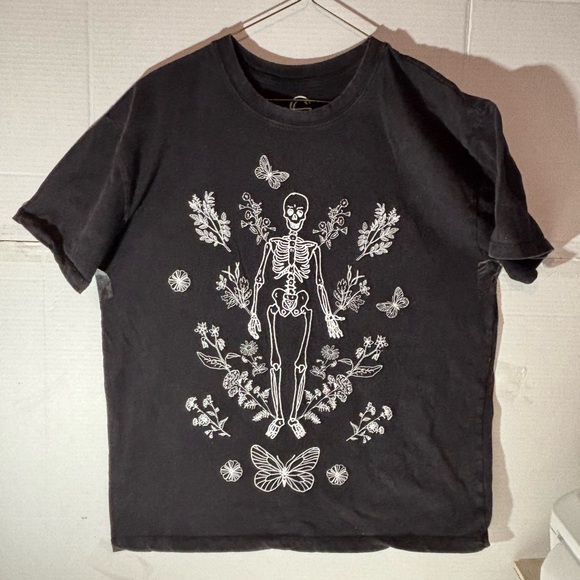 Social Culture Tops - Black Skeleton social culture T shirt womens Large Goth Dark academia Grunge Y2K